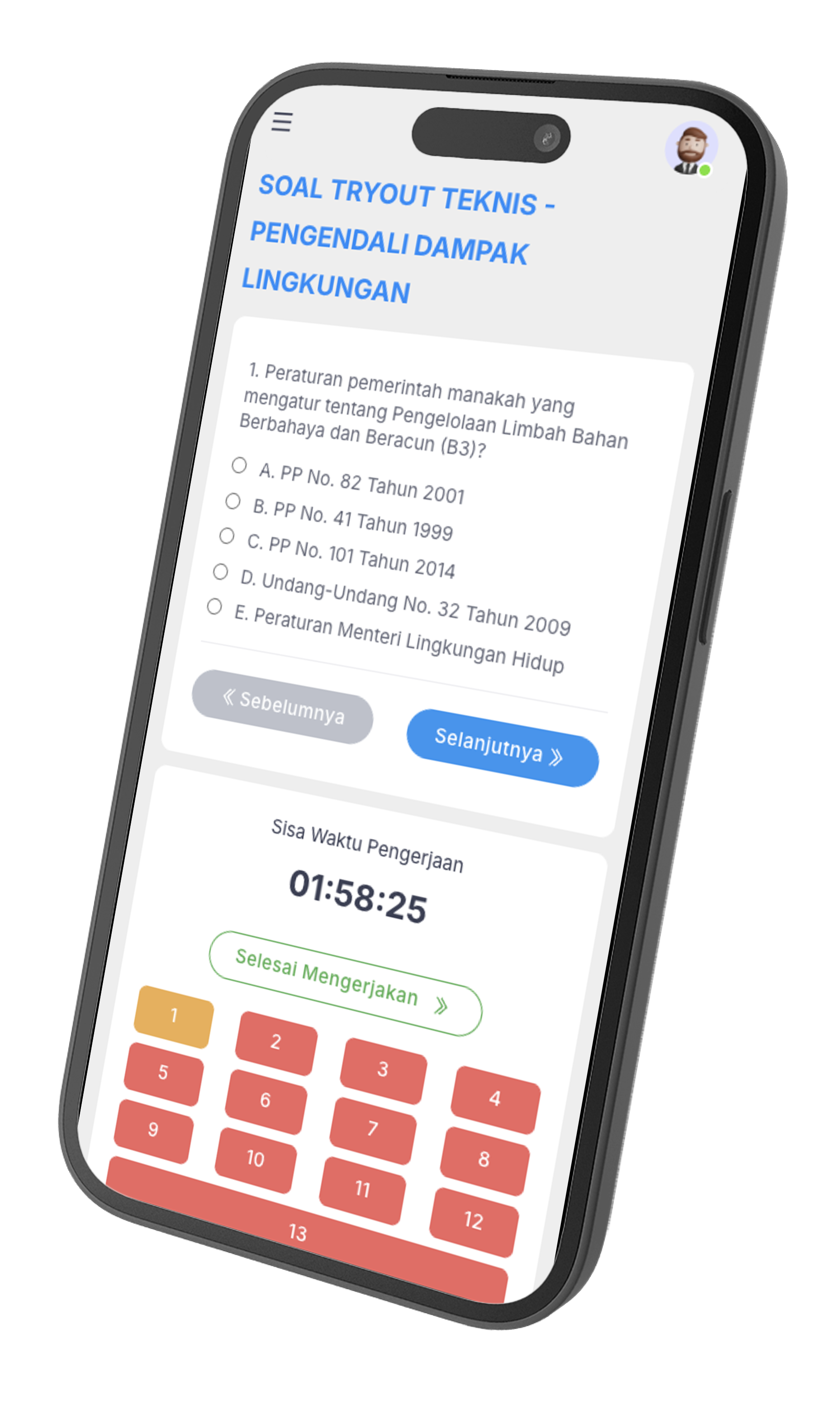 Tampilan aplikasi SIAPLULUS - tryout CPNS dan PPPK online